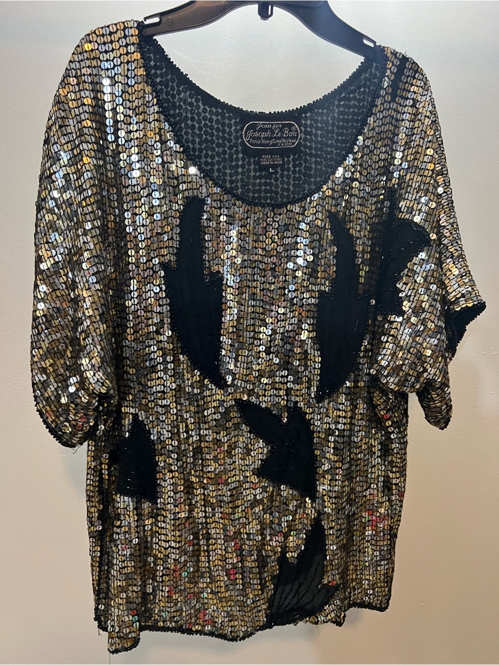 Vintage Gold & Silver Sequin Short Sleeve Top with